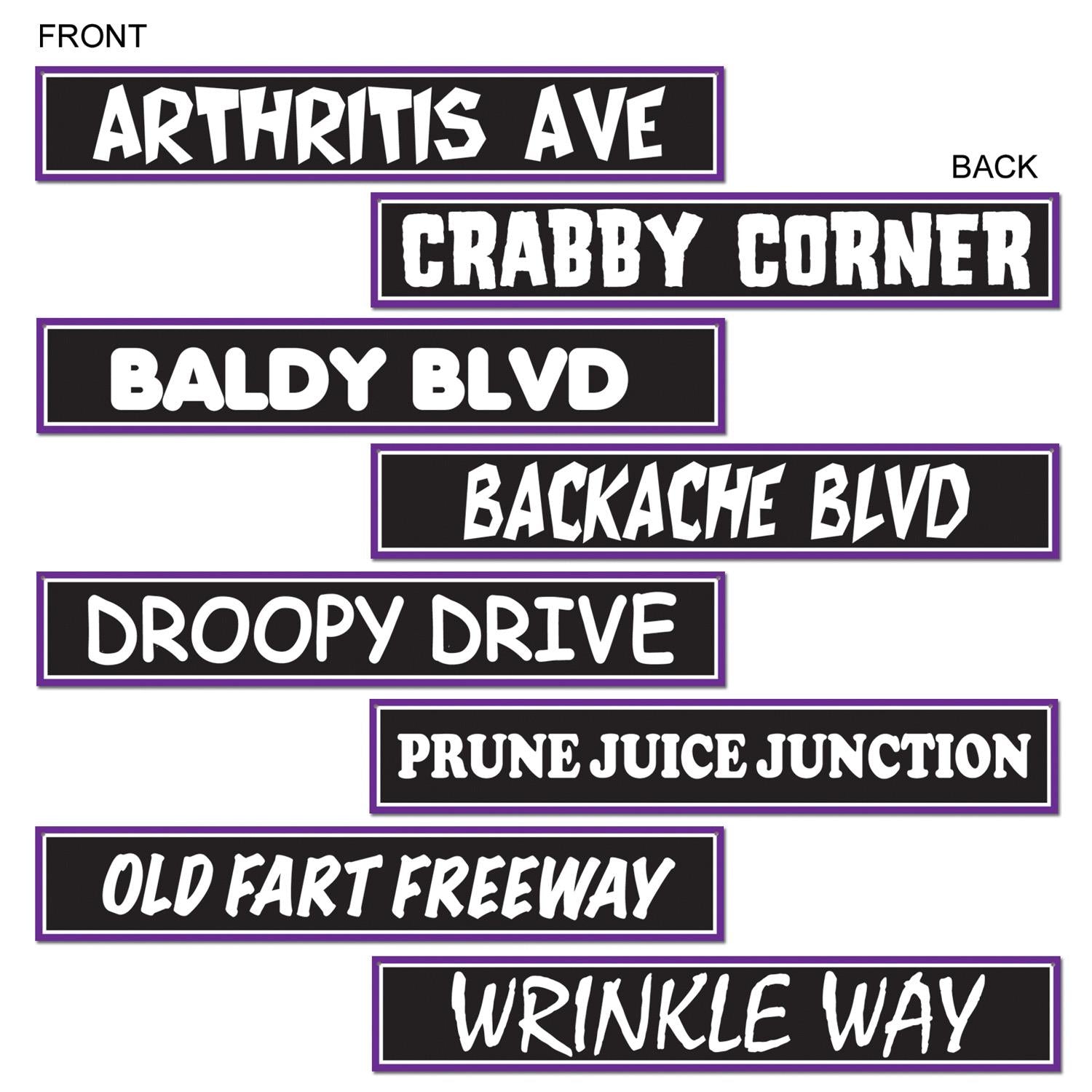 4-Pack Over-the-Hill Street Sign Cutouts