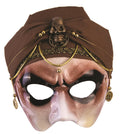 Men's Mystic Fortune Teller Half Mask with Brown Scarf Adult Venetian Mask