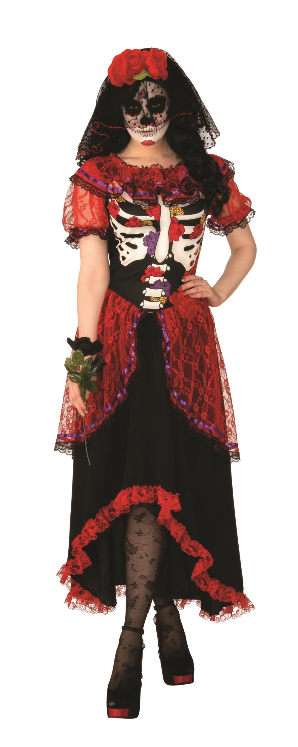 Day of The Dead Ballroom Skeleton Gown Adult Costume Medium