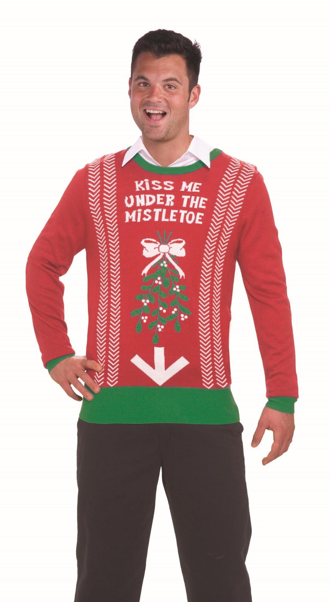 Forum Novelties Festive Ugly Christmas Sweater Kiss Me Mistletoe LG