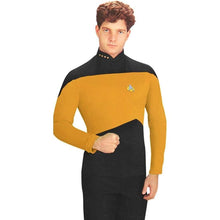 Load image into Gallery viewer, Star Trek: The Next Generation Gold Uniform Adult Costume Shirt Size MD
