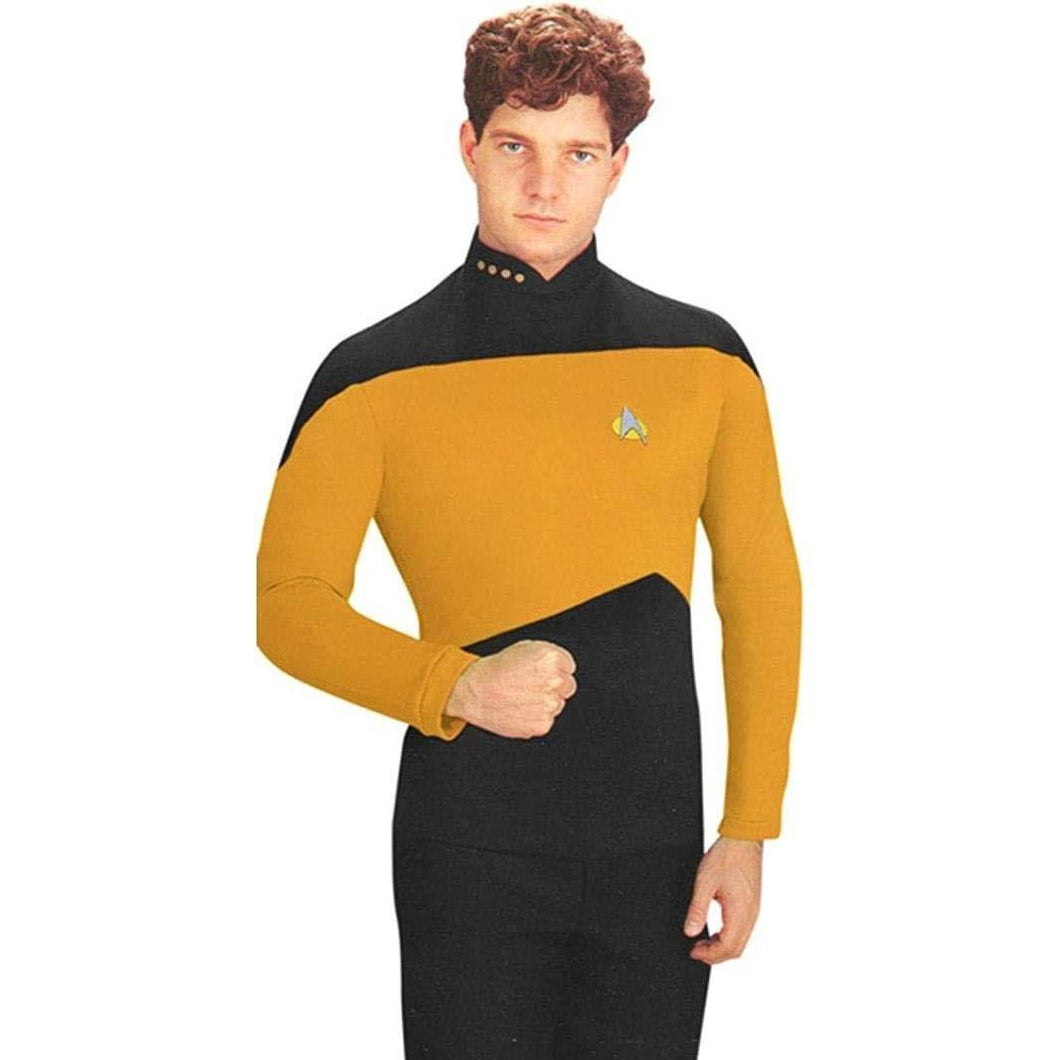 Star Trek: The Next Generation Gold Uniform Adult Costume Shirt Size MD