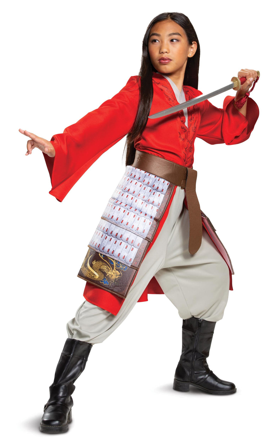 Mulan Hero Red Girls Princess Dress Disney Child Costume Small 4-6