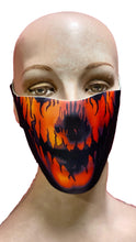 Load image into Gallery viewer, Reusable Halloween Face Cover Evil Pumpkin Design Orange Face Mask
