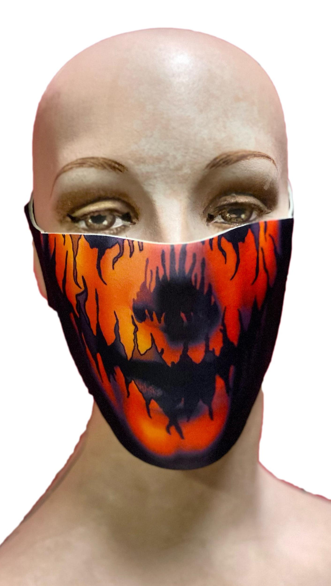 Reusable Halloween Face Cover Evil Pumpkin Design Orange Face Mask