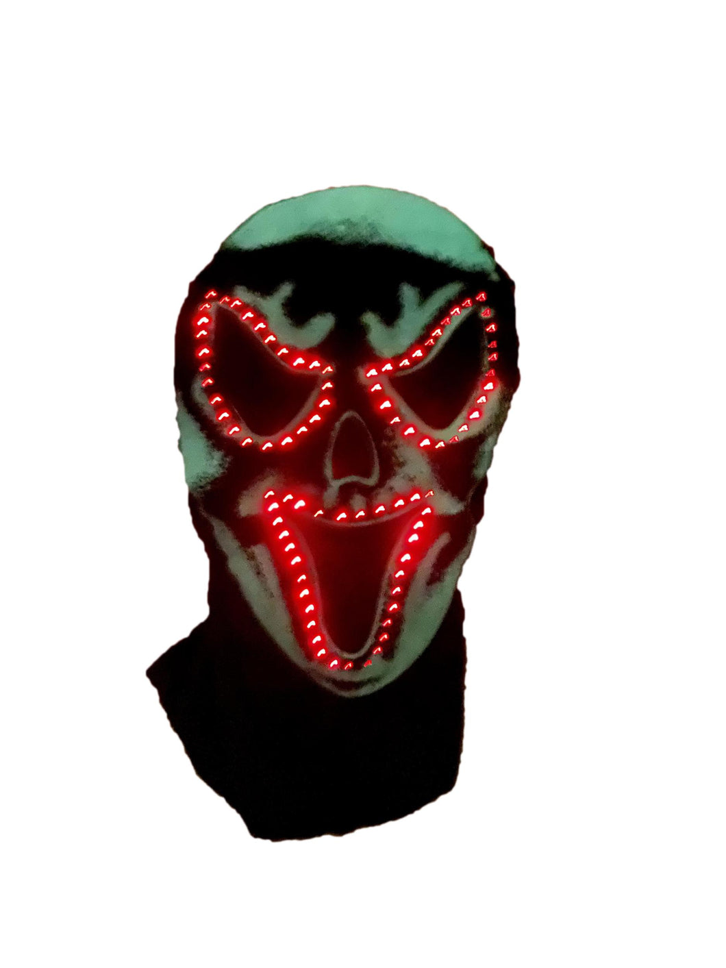 Black Fiber Optic Flashing Adult Scary Skull Ghost Monster Hood Accessory