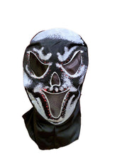 Load image into Gallery viewer, Black Fiber Optic Flashing Adult Scary Skull Ghost Monster Hood Accessory
