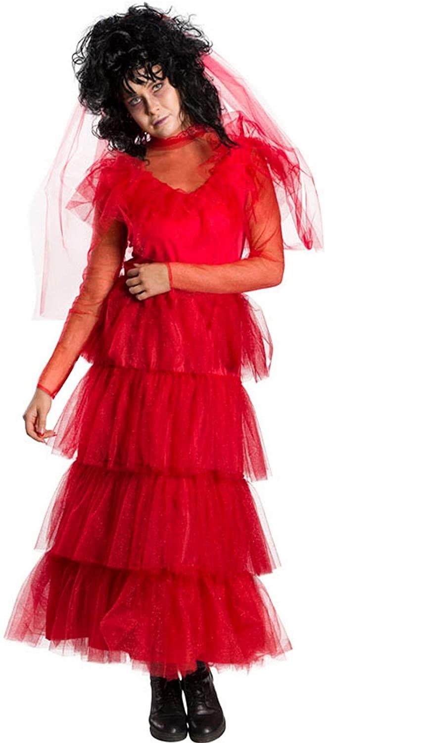 Beetlejuice : Red Lydia Wedding Dress Adult Small