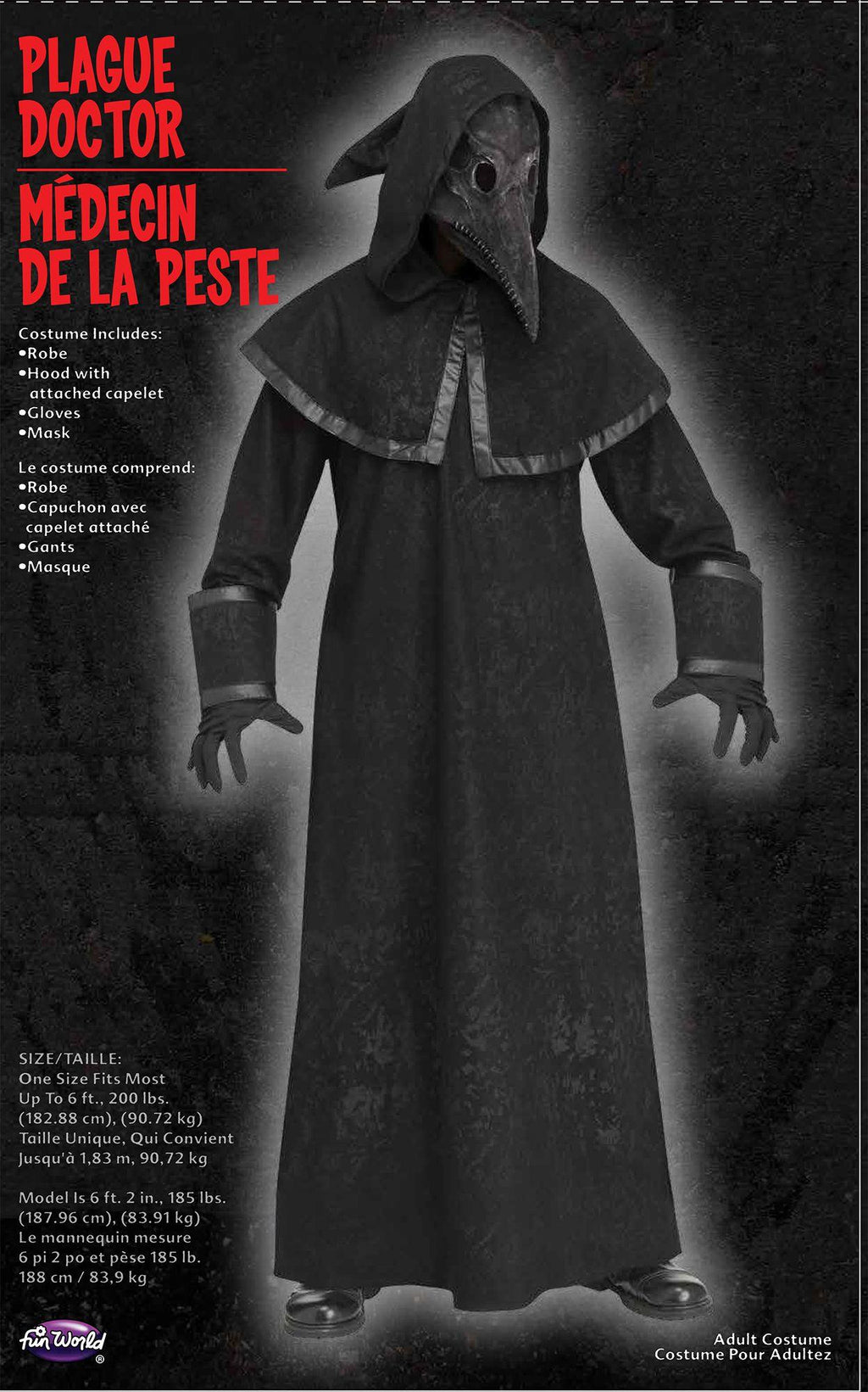 Black Plague Doctor Robe and Mask Adult Costume