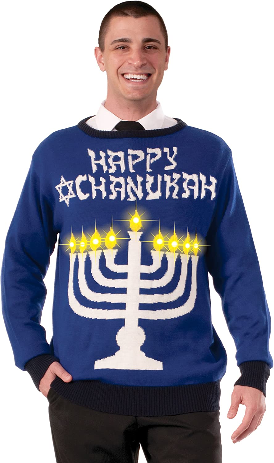 Chanukah Light Up Hanukkah Ugly Christmas Sweater Holiday Festive Medium