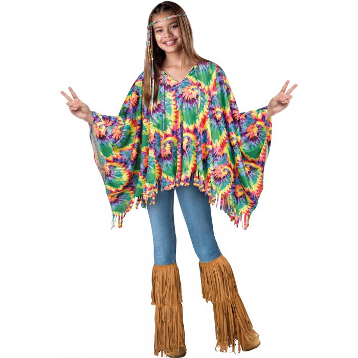 Hippie Poncho and Head Tie Child Tie Dye Costume