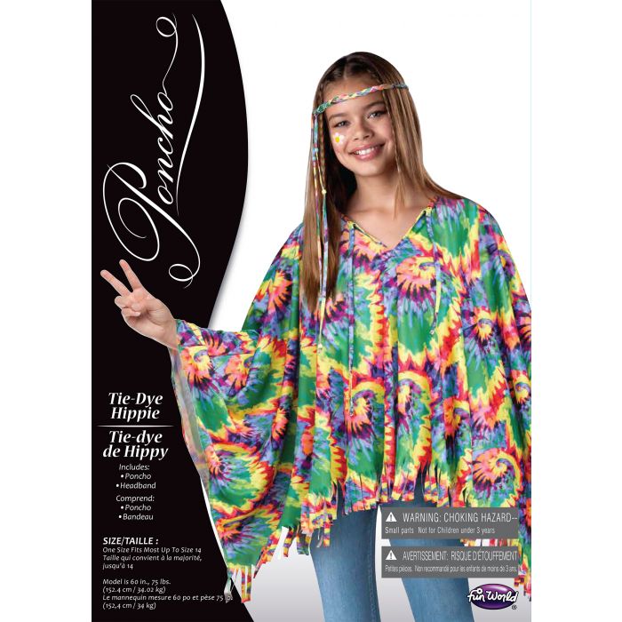 Hippie Poncho and Head Tie Child Tie Dye Costume