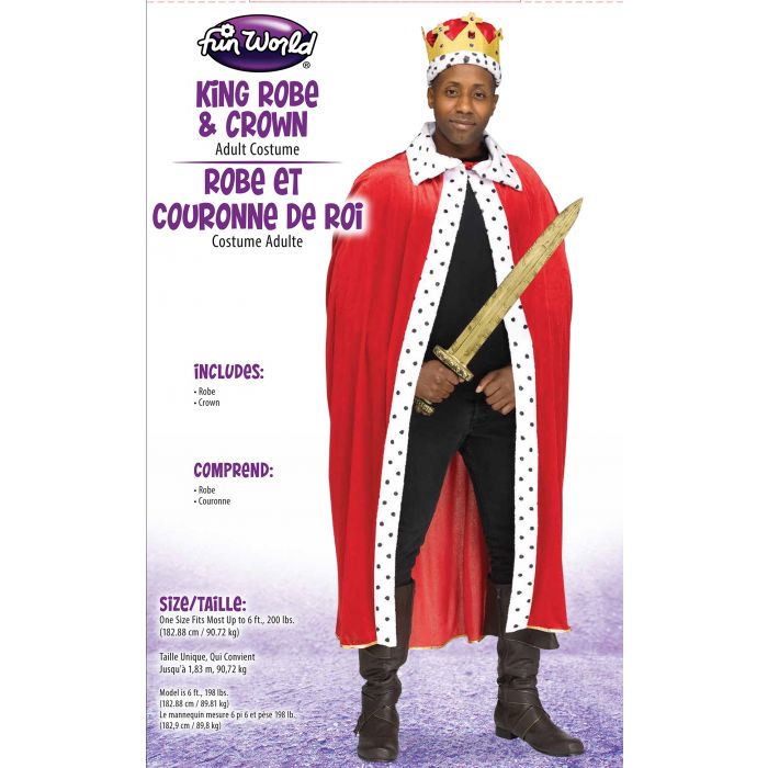 Full Length Deluxe Red King Cape Robe and Crown