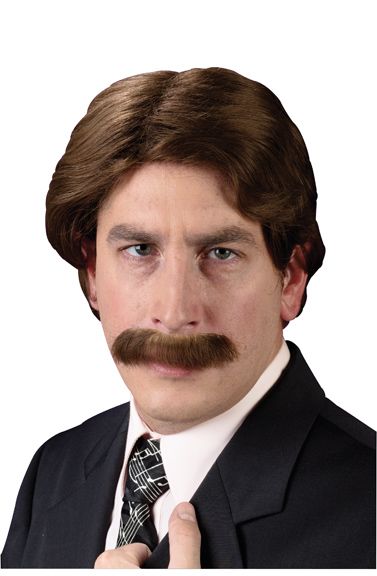 70's News Anchor Wig and Mustache Anchorman Ron Burgundy
