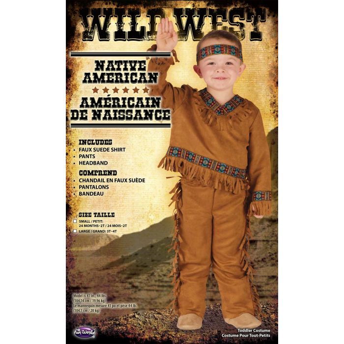 Native American Indian Toddler Costume Size Large 3T-4T