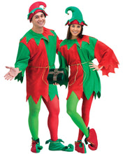 Load image into Gallery viewer, Red and Green Elegant Elf Set Christmas Santa Helper Adult Unisex Costume
