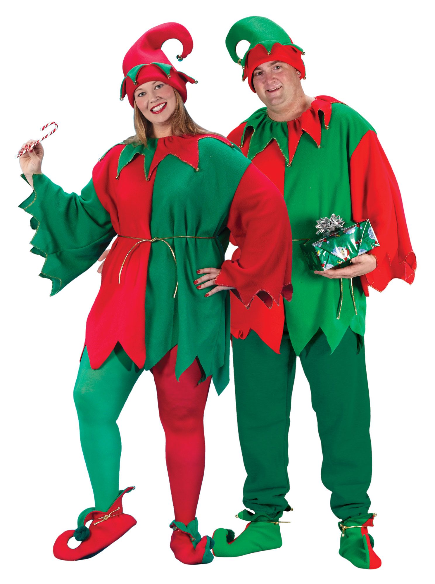 Red and Green Elegant Elf Set Christmas Santa Helper Adult Plus Size Costume