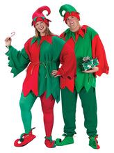 Load image into Gallery viewer, Red and Green Elegant Elf Set Christmas Santa Helper Adult Plus Size Costume
