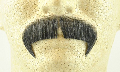 Dark Grey 100% Human Hair European Character Elegant Handlebar Mustache 2028