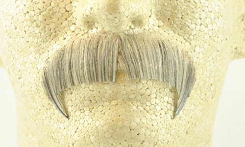 Light Grey 100% Human Hair European Character Elegant Handlebar Mustache 2028