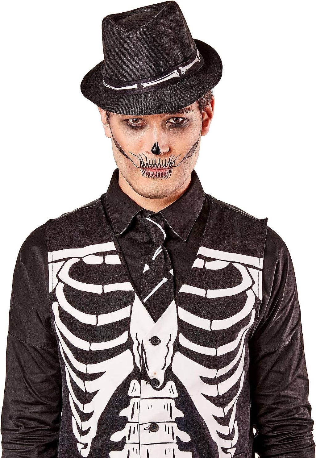 Skeleton Bone Fedora Hat Costume Accessory Adult Size