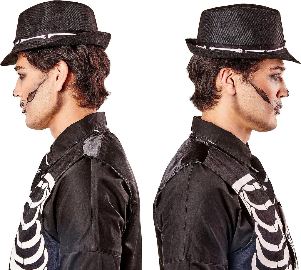 Skeleton Bone Fedora Hat Costume Accessory Adult Size