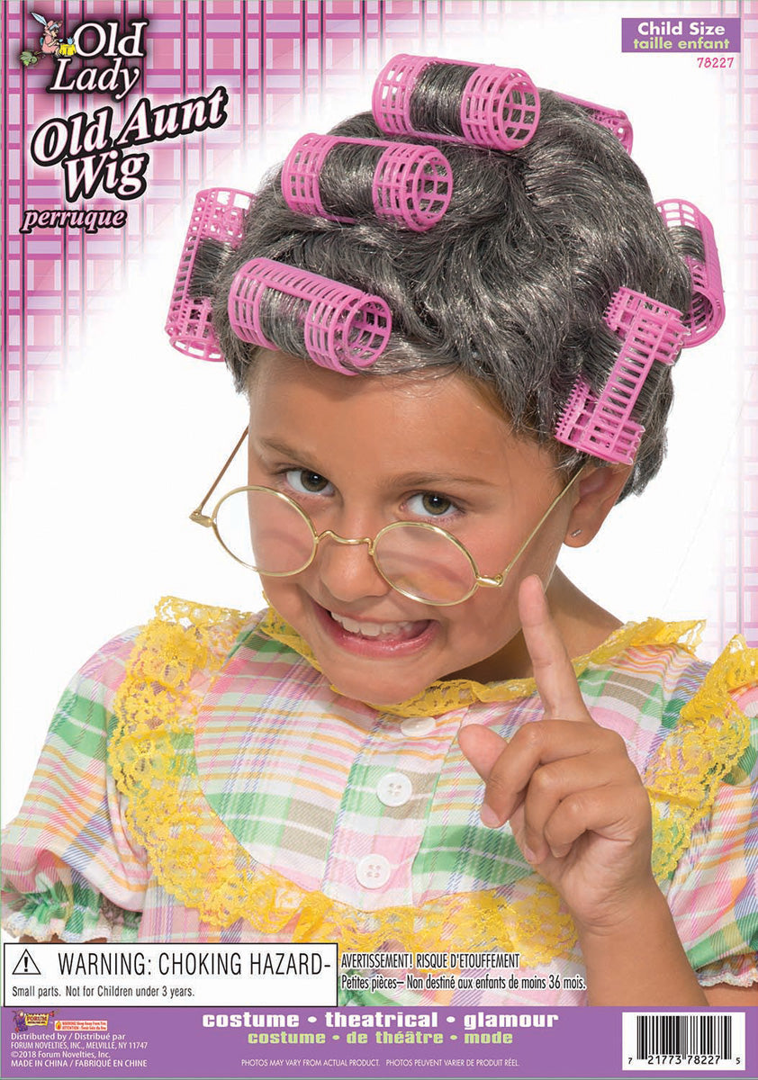 Old Aunt 100 Days Of School Old Lady Child Curler Wig