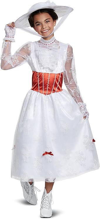 Mary Poppins White Dress Girls Deluxe Child Costume Small 4-6