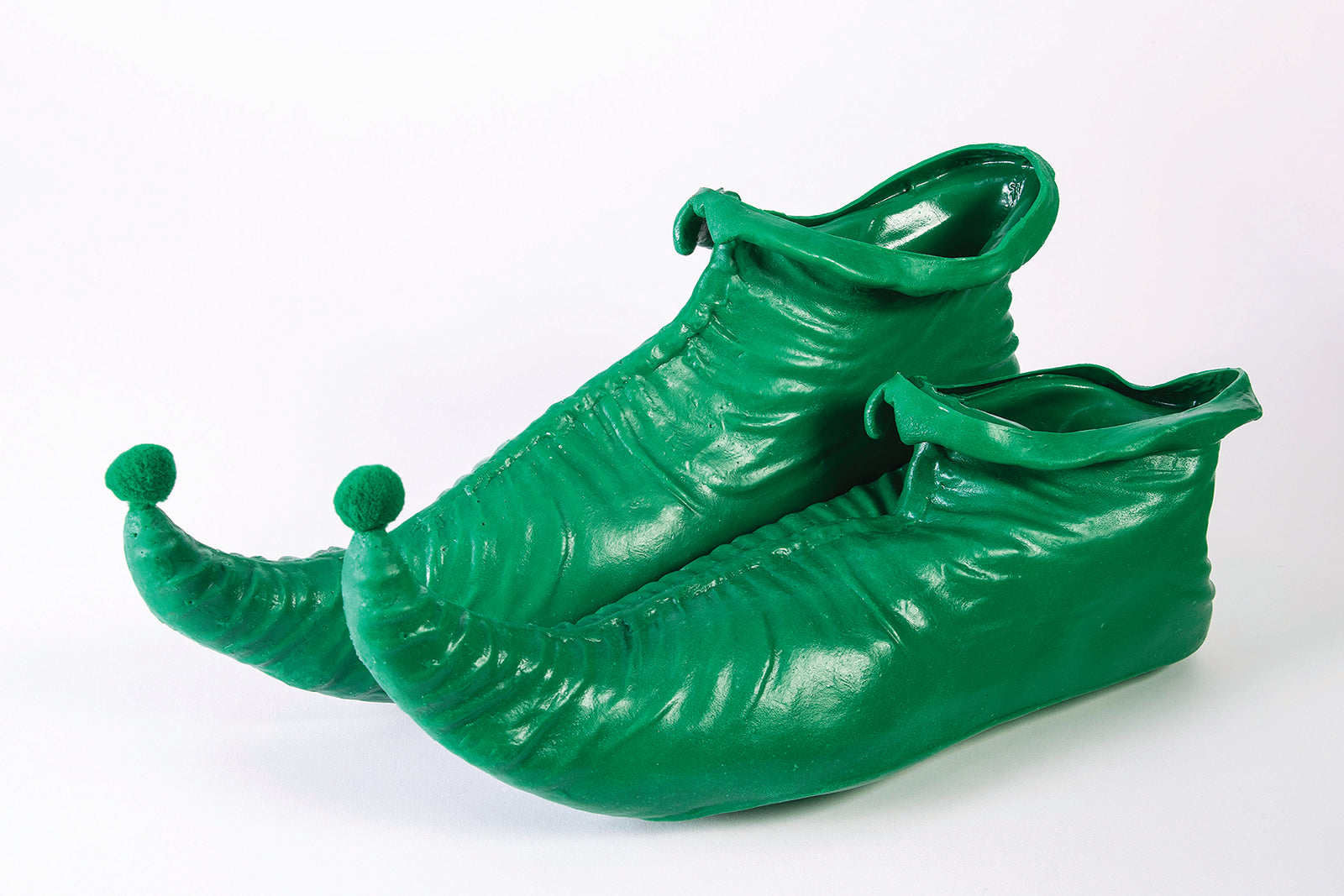 Green PVC Elf Shoes Christmas Costume Accessory