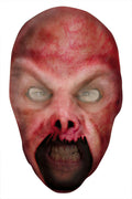 A full stocking mask designed to resemble a fire demon ghoul, with red and black coloration and a fierce expression.
