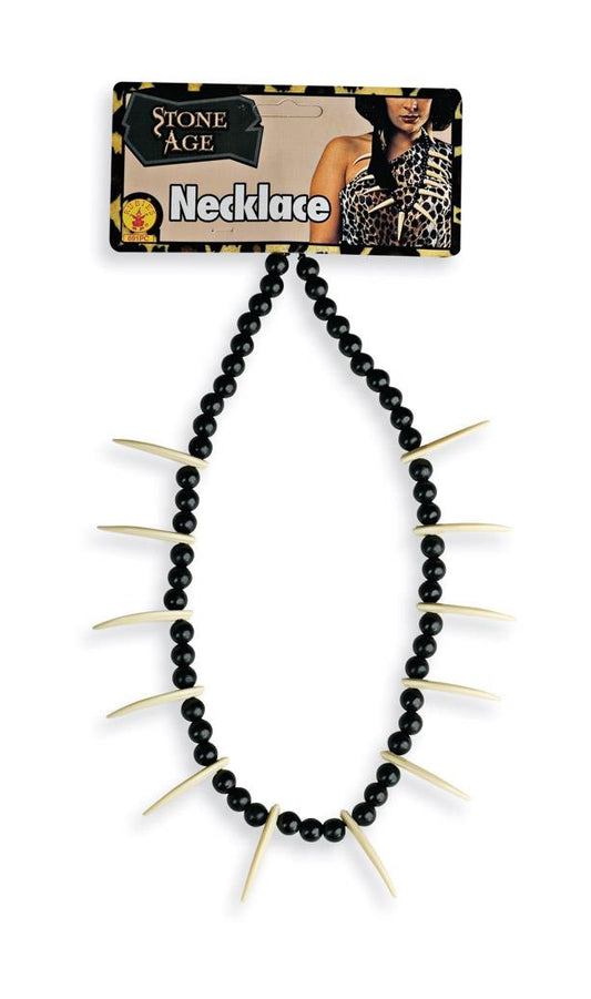 Stone Age Witch Doctor Bone Voodoo Fang Caveman Necklace Costume Jewelry